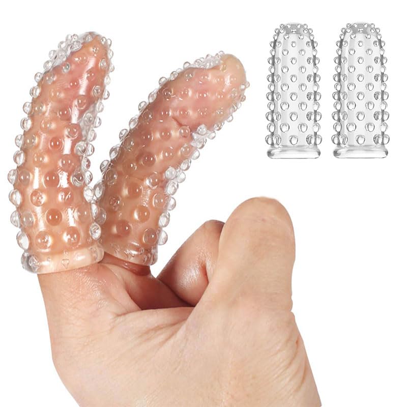 2 Pcs Finger Sleeves Finger Cots Body-Safe & Reusable Waterproof Finger Tips Protectors Tool Accessories Gifts for Women Couple Friends