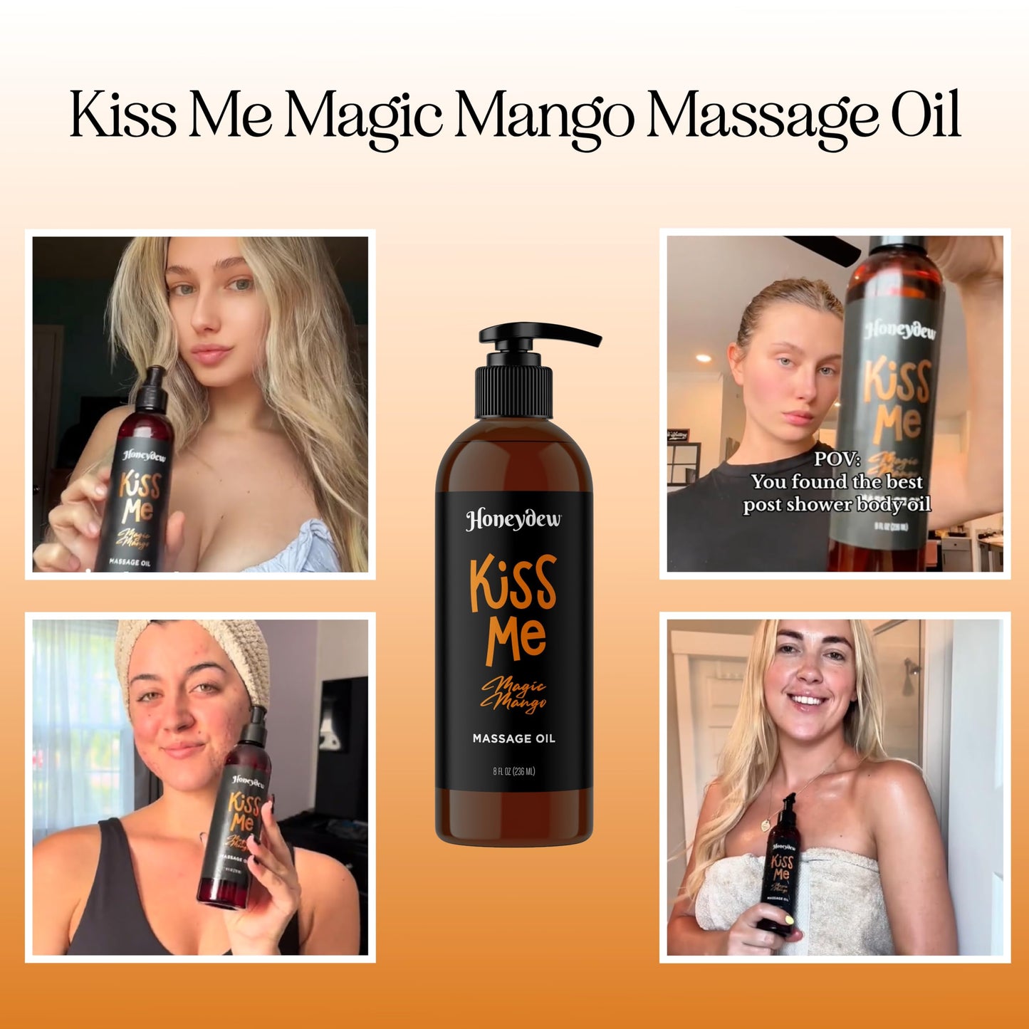 Mango Sensual Massage Oil for Couples - Alluring Tropical Full Body Massage Oil for Date Night and Nourishing Body Moisturizer with Sweet Almond - Vegan Non Staining Non Greasy Smooth Gliding Formula